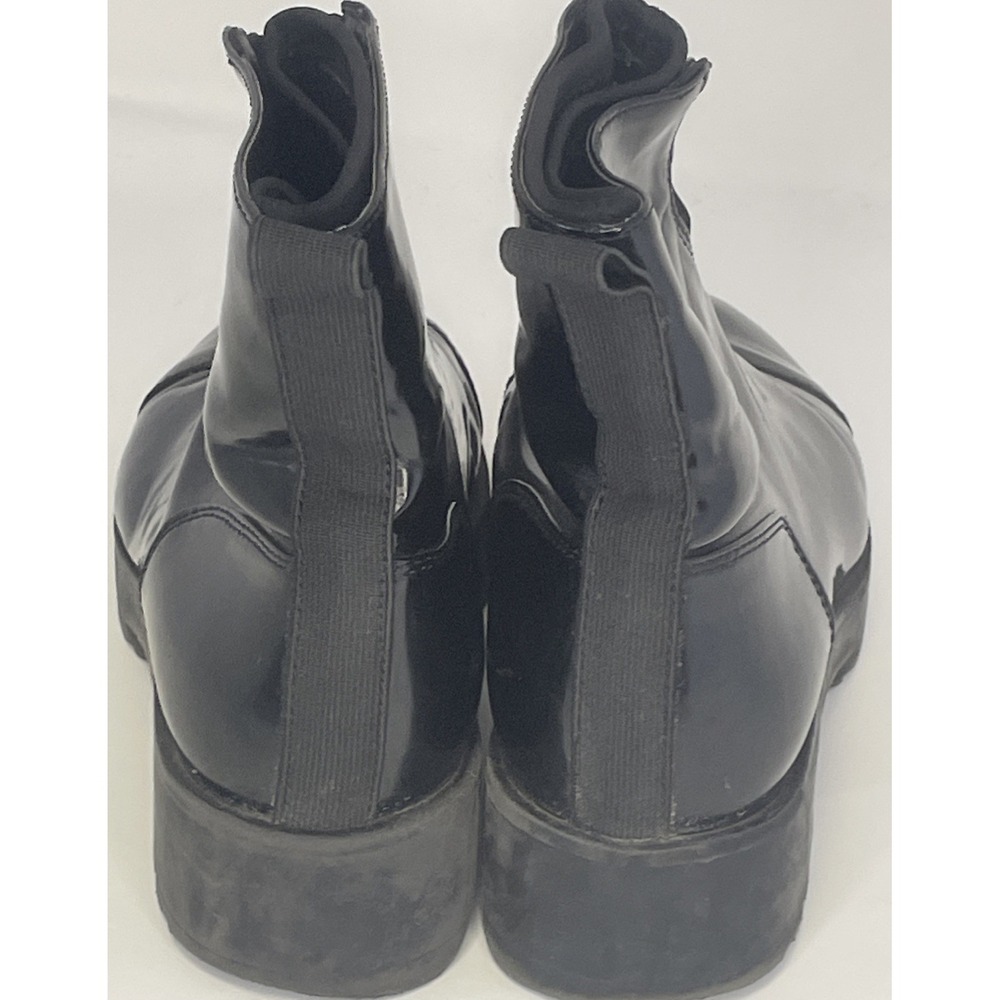 Zara Women's Black Shiny Ankle Boots W/Zip Moto Mod Goth Size 39/U.S. 8 - Picture 6 of 13
